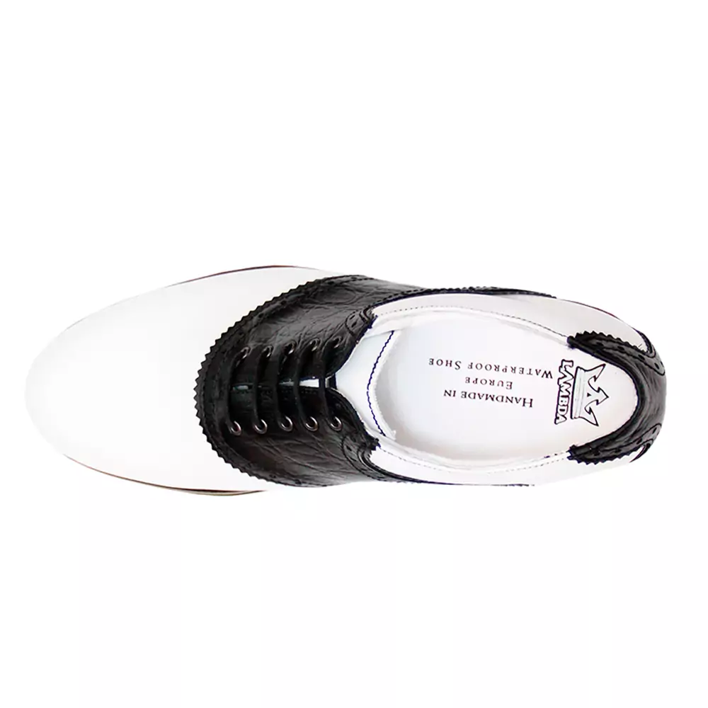 Milano White & Black Black & White Golf Shoes Ferrara Black & White men's spiked leather golf shoe (alternate view)