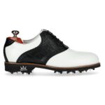 Ferrara Black & White men's spiked leather golf shoe