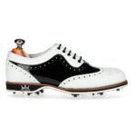Tivoli White & Black women's spiked leather golf shoe