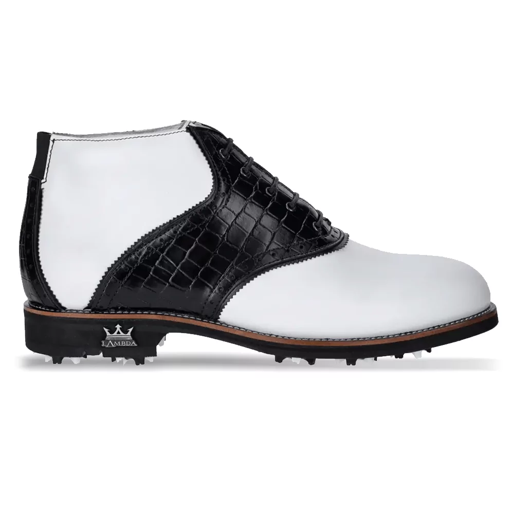 Milano White & Black Black & White Golf Shoes Milano White & Black men's golf boot
