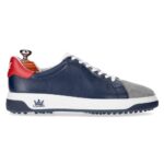 Forli Blue Red & Grey men's spikeless leather golf shoe
