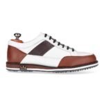 Torino White Brown men's spikeless leather golf shoe