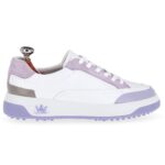 Vittoria White & Purple women's spikeless leather golf shoe