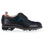 Livorno Black & Green men's spiked leather golf shoe