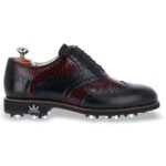 Firenze Black & Bordeaux men's spiked leather golf shoe