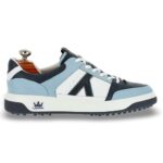 Pesaro White & Blue men's spikeless leather golf shoe