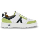 Pesaro White & Green men's spikeless leather golf shoe