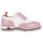 Pompeia White & Pink women's spiked leather golf shoe