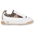 Anzio White & Leopard women's spikeless leather golf shoe