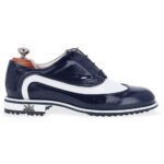 Catania White Navy men's spikeless leather golf shoe