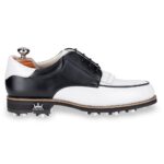 Lioni Black & White men's spiked leather golf shoe
