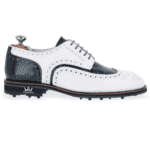 Crotone White & Green men's spiked leather golf shoe